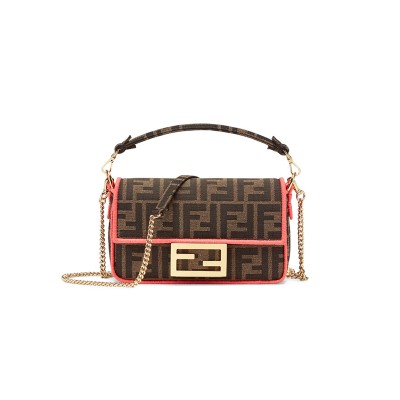 FENDI BAGUETTE MINI FABRIC BROWN (18*11*7cm) 